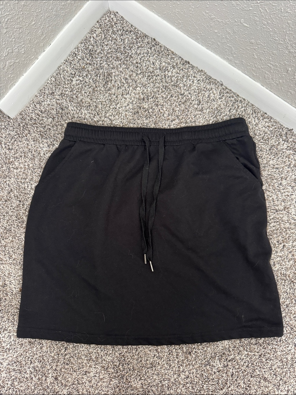 SHEIN Black Drawstring Mini Skirt